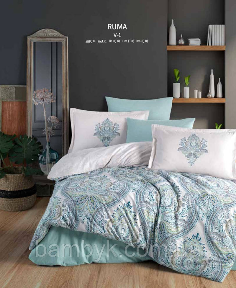 Постільна білизна Aran Clasy "Ruma V-1" ранфорс Ranforce бавовняна євро розміру Туреччина