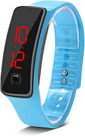 Спортивные силиконовые LED часы-браслет Голубой