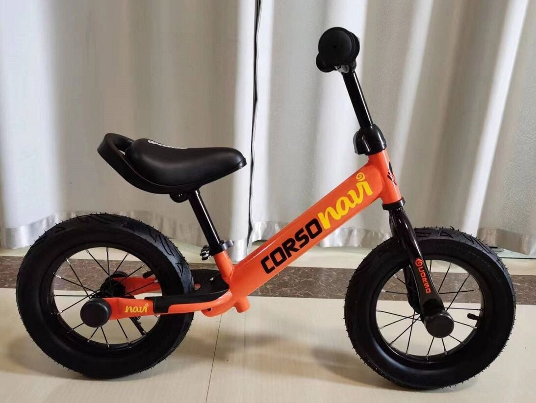 Дитячий біговел велобіг на сталевій рамі 12 дюймів Corso Navi NV-12938 надувні колеса Жовтогарячий, фото 1