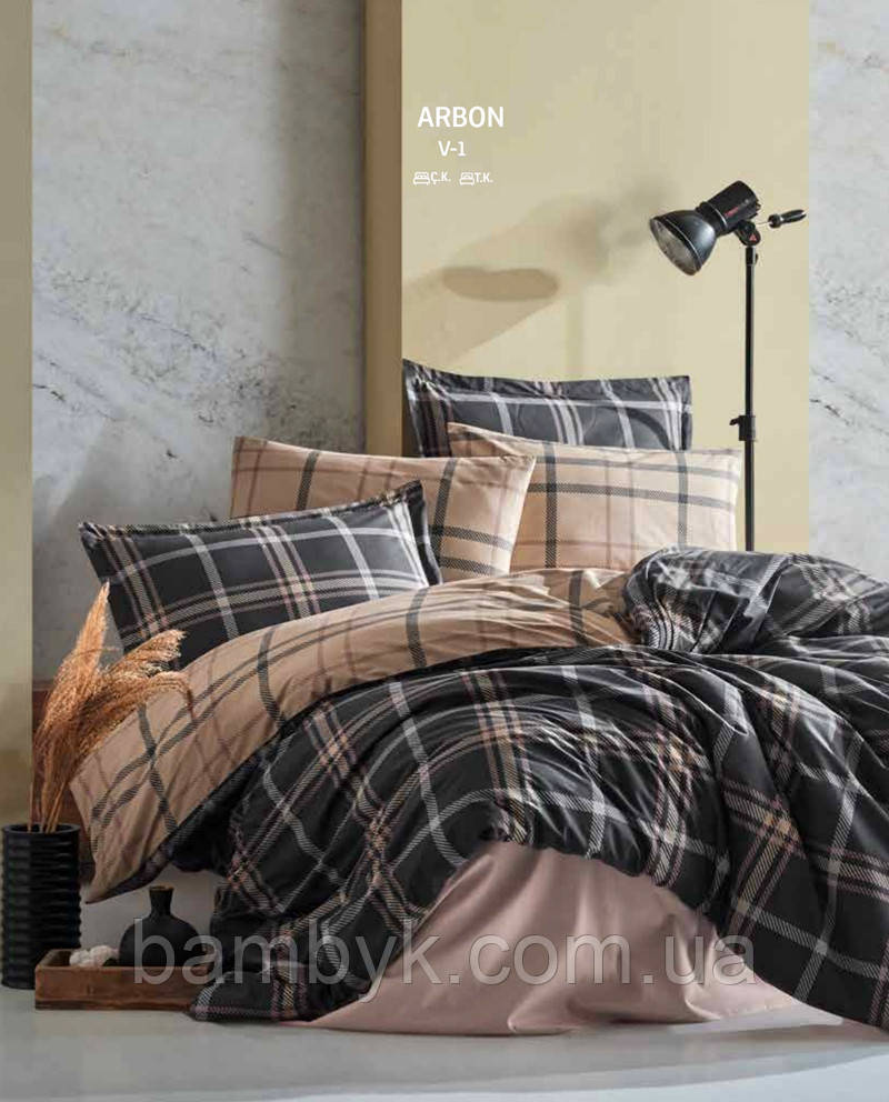 Постільна білизна Aran Clasy "Arbon V-1" ранфорс Ranforce бавовняна євро розміру Туреччина, фото 1