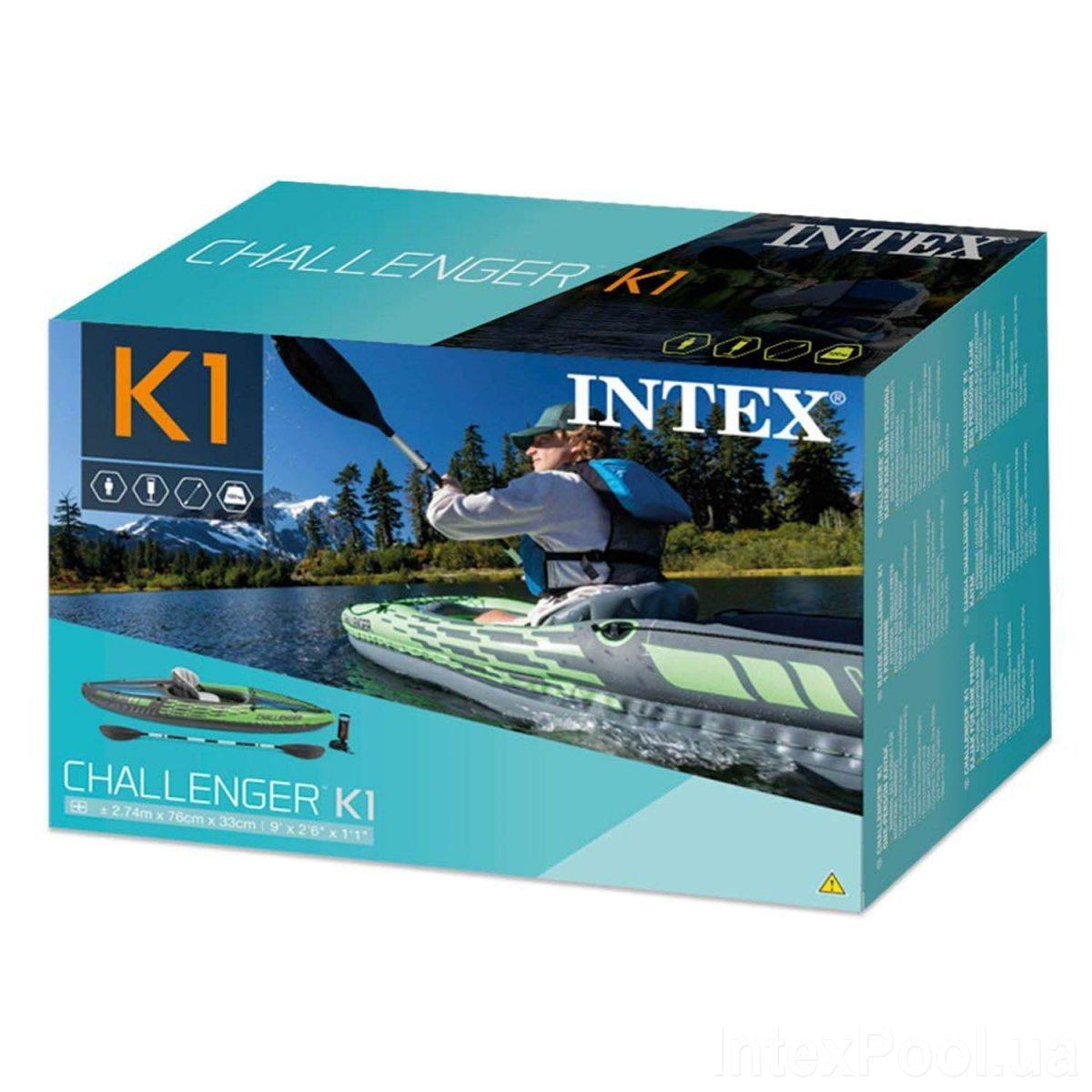 Одноместная надувная байдарка (каяк) Intex 68305 Challenger K1, 274х76х33 см, с веслами и насосом D_92 - фото 9 - id-p2114853695