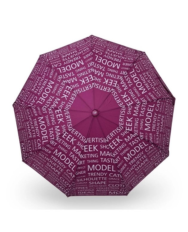 Парасолька напівавтомат жіноча Toprain 593 "Words" на 9 спиць Бузковий, фото 1