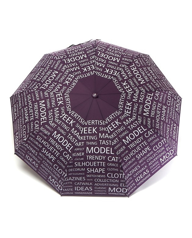 Парасолька напівавтомат жіноча Toprain 593 "Words" на 9 спиць Фіолетовий, фото 1