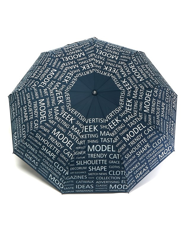 Парасолька напівавтомат жіноча Toprain 593 "Words" на 9 спиць Темно-синій, фото 1