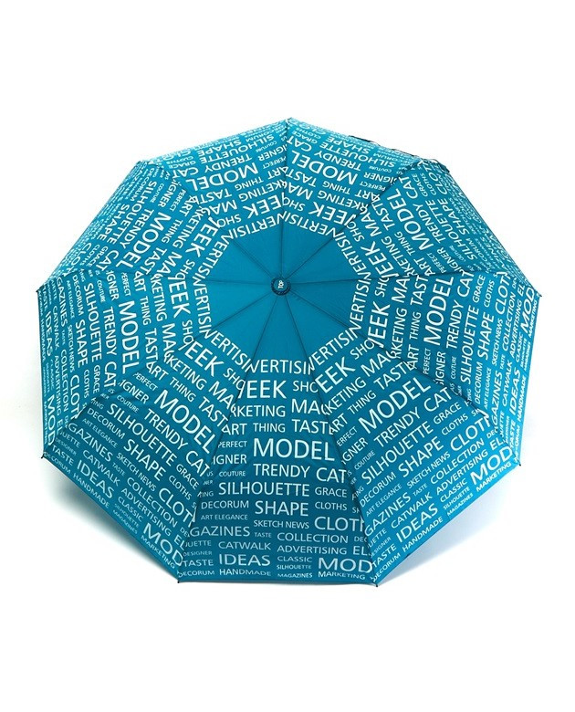 Парасолька напівавтомат жіноча Toprain 593 "Words" на 9 спиць Бірюзовий, фото 1