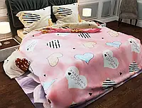 Розовый двухцветный семейный набор хлопкового постельного белья с рисунком сердца из Бязи Gold Черешенка