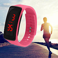 Спортивные силиконовые LED часы-браслет Розовый