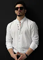 Турецкая мужская рубашка длинный рукав Деловая офисная, хлопковые Рубашки мужские белые код040191705MAY-61