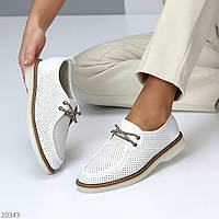 Легкие повседневные белые туфли с перфорацией на весну низкий ход доступная цена 36-23 см
