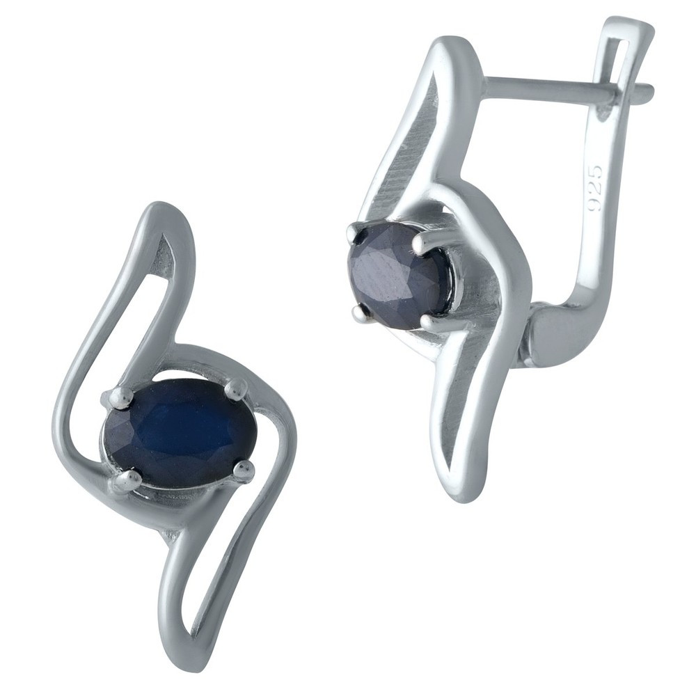 Срібні сережки ortex з натуральним сапфіром 1.995ct (2000501)