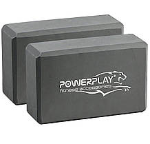 Блоки для йоги 2 шт. PowerPlay 4006 Yoga Brick EVA Сірі (пара)