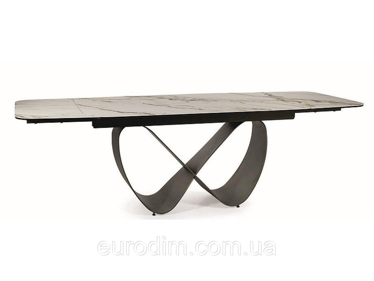 Стіл INFINITY CERAMIC 160(240)*95 білий AMBER BIANCO/коричневий