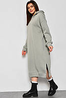 Платье-худи женское полубатальное на флисе серого цвета р.M 174390T Бесплатная доставка