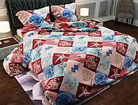 Різнобарвний сімейний набір постільної білизни з набивної бязі Gold з принтом Париж і написи, Черешенька