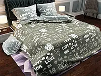 Романтический семейный набор хлопкового белья  из Бязи Gold с надписями LOVE от производителя Черешенка™