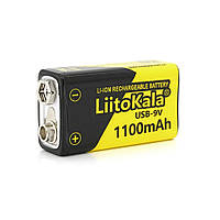 Акумулятор LiitoKala 9V/1100mAh, крона, USB-вихід, NiMH Rechargeable Battery, 1 штука в блістері ціна за