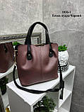 Велика жіноча сумка темно-пудрова містка елегантна сумка через плече шкіряна з екошкіри сумка, фото 2