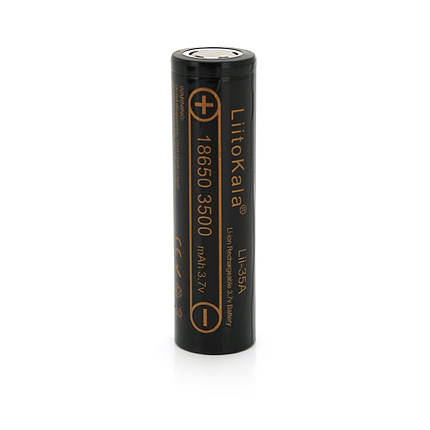 Акумулятор 18650 Li-Ion LiitoKala Lii-35A, 3500mah (3550-3650mah, 3.7V (2.75-4.2V), Black, PVC BOX Q2, цiна, фото 1