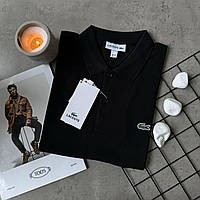 Поло мужское Lacoste мужская черная футболка с воротником лакоста