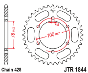 Мотозірка задня JTR1844.48 Yamaha FZ-16,Yamaha YZF-R125,Yamaha XSR125 (MTM125),MT125, фото 1