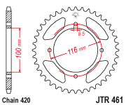 Мотозірка задня  JTR461.51 Kawasaki  KX85,Kawasaki  KX100,Kawasaki  KX80,