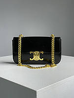 _xD83D__xDC8E_ Celine Chain Shoulder Bag Claude In Shiny Calfskin Black 20.5 x 11.5 x 4.5 см