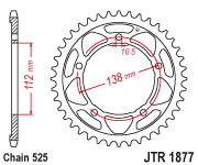 Мотозірка задня JTR1877.47 Yamaha YZF R1,Yamaha MT-09,Yamaha XSR900 (MTM890) ,900 Nikken (MXT850), фото 1