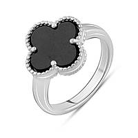 Серебряное кольцо ВысокогоКачества с натуральным ониксом, вес изделия 4,71 гр (2098911) 18 размер