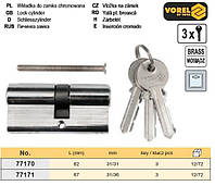 Серцевина замка латунь l=62 мм 31/31 мм 3 ключа VOREL-77170