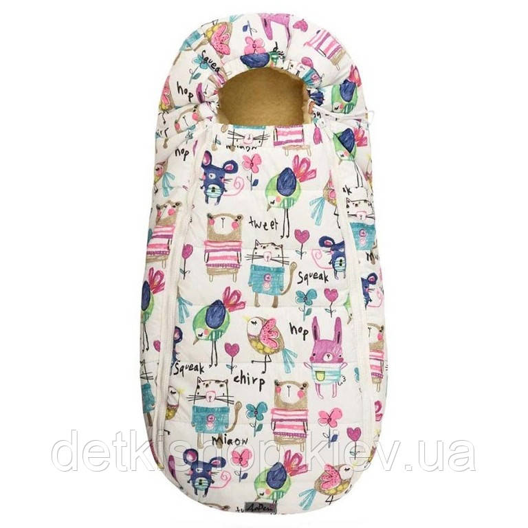 Конверт-кокон на овчині Baby XS ДоРечі (малюнки на білому фоні)