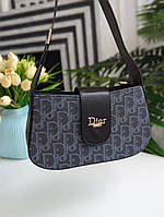 Сумочка Dior клатч чорний текстиль+чорні букви Є