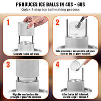 VEVOR Ice Cube Maker Ice Cube Mould Set 60 mm, Ice Cube Mould Ice Scoop Mould with Drip Tray & Ice Tongs &