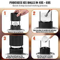 VEVOR Ice Cube Maker Ice Cube Mould Set 60 mm, Ice Cube Mould Ice Scoop Mould with Ice Tongs & Drip Tray,