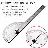 Кутомір Protractor no-5001 з лінійкою транспортир 0-180 градусів, фото 3