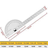 Кутомір Protractor no-5001 з лінійкою транспортир 0-180 градусів, фото 4