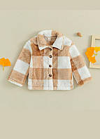 Плюшеве пальто-сорочка для дітей унісекс у клітку у Бежевих тонах р. 120 см (12-24 міс).