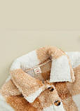 Плюшеве пальто-сорочка для дітей унісекс у клітку у Бежевих тонах р. 120 см (12-24 міс)., фото 7