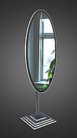 Овальное напольное зеркало манекен на ножке с регулируемым углом наклона черно-белое. Зеркала напольные на под