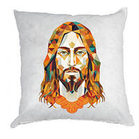 Подушка габардин Полигональный портрет Иисуса