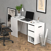 Белый стол-трансформер Hobana с ящиками. Столы смарт раскладные. Компьютерный письменный для дома и офиса