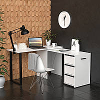 Белый стол-трансформер Hobana Loft с 3 ящиками. Столы смарт раскладные. Компьютерный письменный для дома