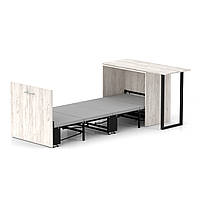 Ліжко-трансформер стіл Sirim-D Дуб крафт білий. Меблі 2 в 1 смарт компактні розкладачка стіл лофт
