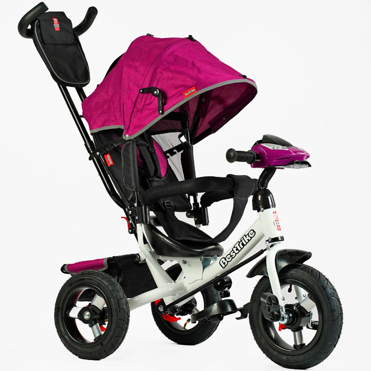 Триколісний велосипед-коляска Best Trike 3390 — 39-215 батьківська ручка зі звуками та музикою малиновий