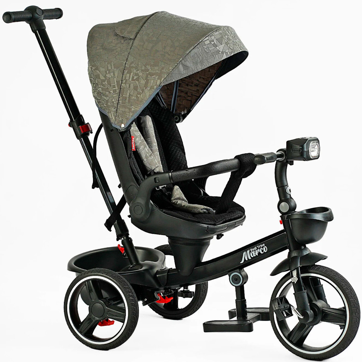 Триколісний велосипед-коляска Best Trike 9155 — 318-82 з поворотним сидінням батьківська ручка сірий, фото 1