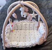 Детский игровой развивающий коврик - Кокон гнездышко для новорожденного 2 в 1 " Сказочный" SKL