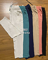 Женские штаны стрейч жатка БАТАЛ 9811 (в уп. разный цвет) весна-осень.