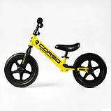 Дитячий біговел велобіг на сталевій рамі 12 дюймів CORSO SPRINT JR-82566 EVA колеса Жовтий, фото 3
