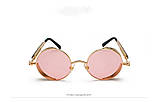Рожеві круглі окуляри в жовтій оправі сонцезахистні., фото 3
