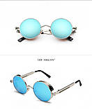 Круглі окуляри в хромованій оправі сонцезахистні, фото 2