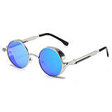 Круглі окуляри в хромованій оправі сонцезахистні, фото 3